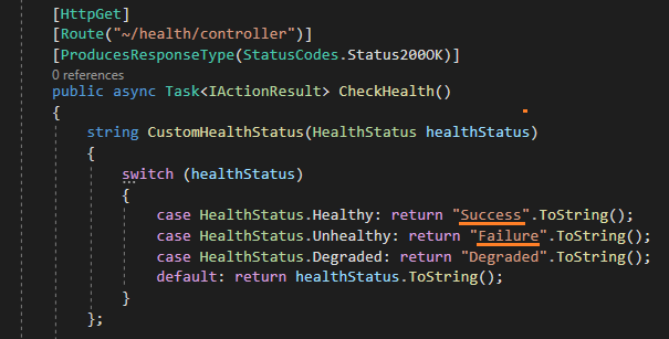 Customized HealthStatus values